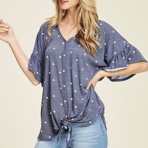 NWT Charcoal Grey Knotted Top - USA MADE